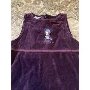 Vtg Disney Minnie Mouse Dress 3-4 Embroidered Purple Velvet Jumper School